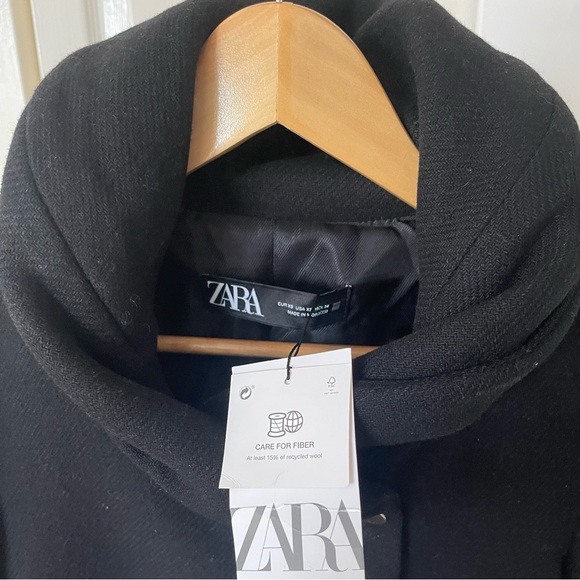 ZARA WOOL BLEND COAT WITH WRAP COLLAR - Picture 12 of 15